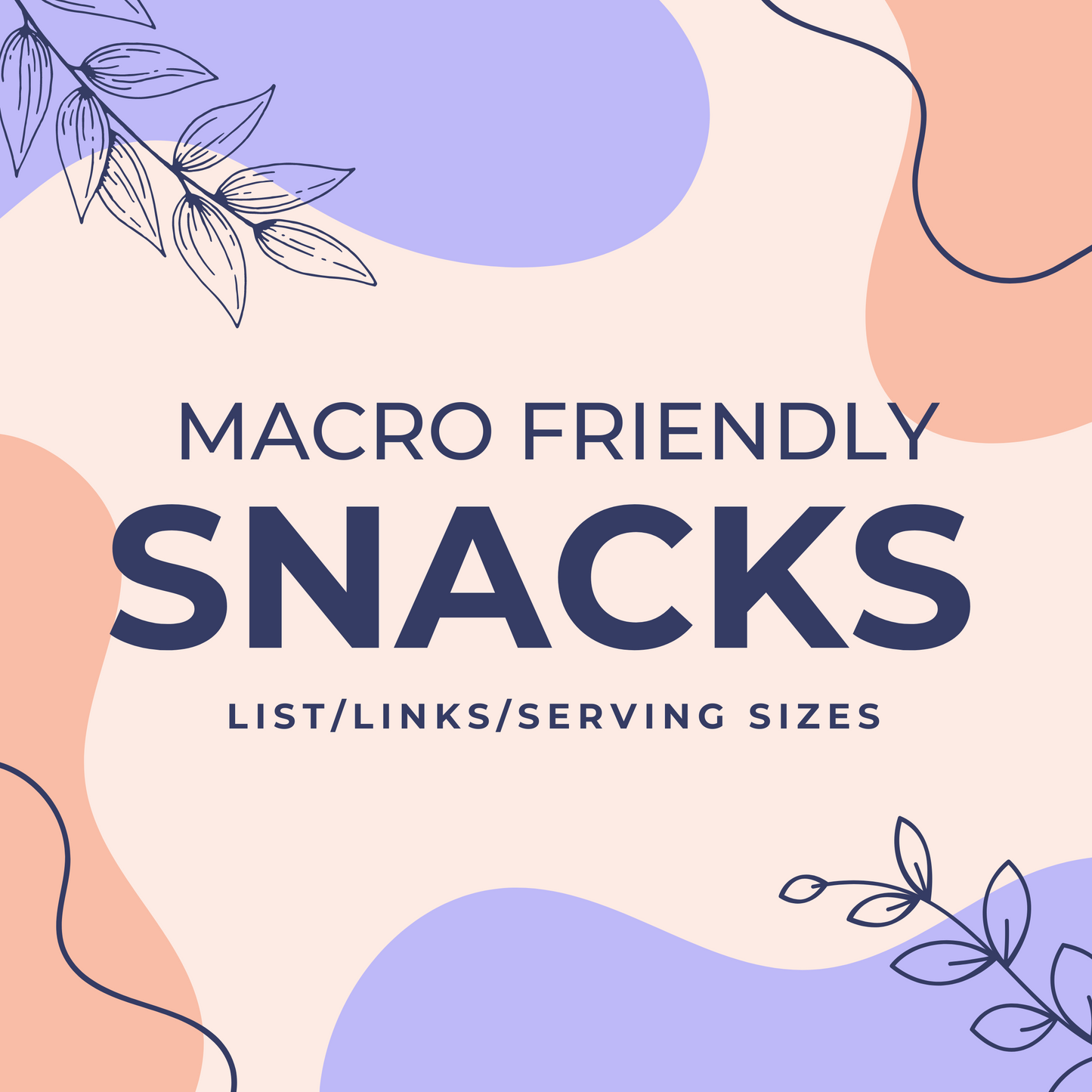 Macro friendly snack sheet. List, links & serving sizes.